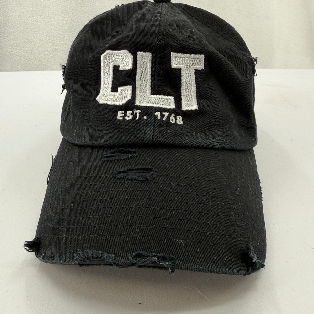 Girl Tribe Baseball Hat Women OS Black CLT Charlotte Distressed Adjustable Cap